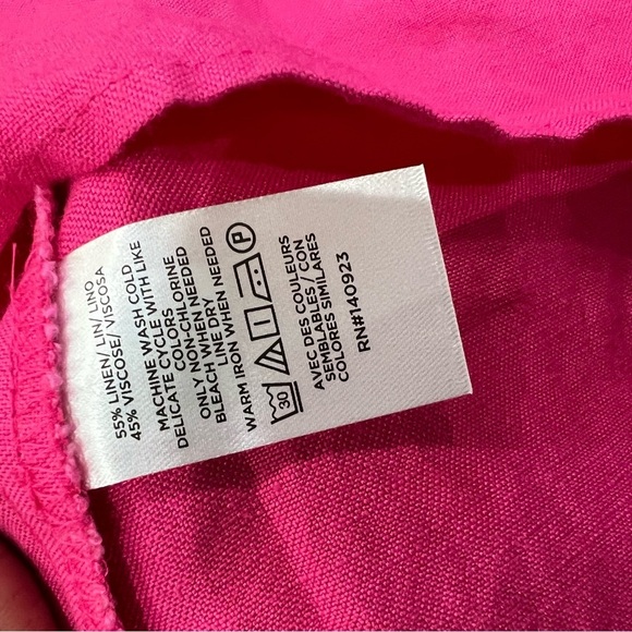 NWT Dark Pink Linen Blend Pleated Ruffle Swing Mini Dress Women’s Size M - Picture 5 of 8